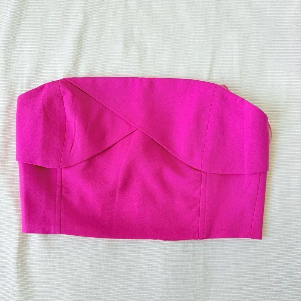 Renamed Womens Top Tube Strapless Crop Sleeveless Pink Colorful Casual Medium M